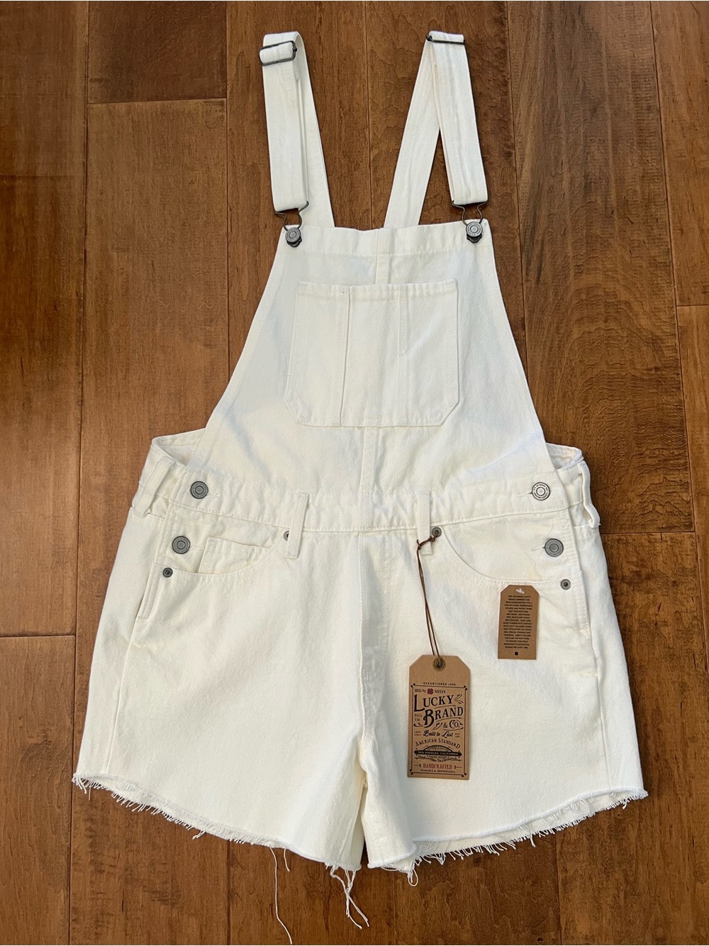 NWT Lucky Brand White Denim Shortalls (Short Overalls) - Size M